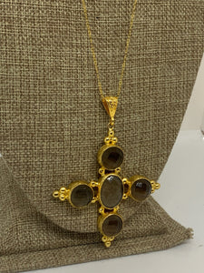 Stone cross necklace