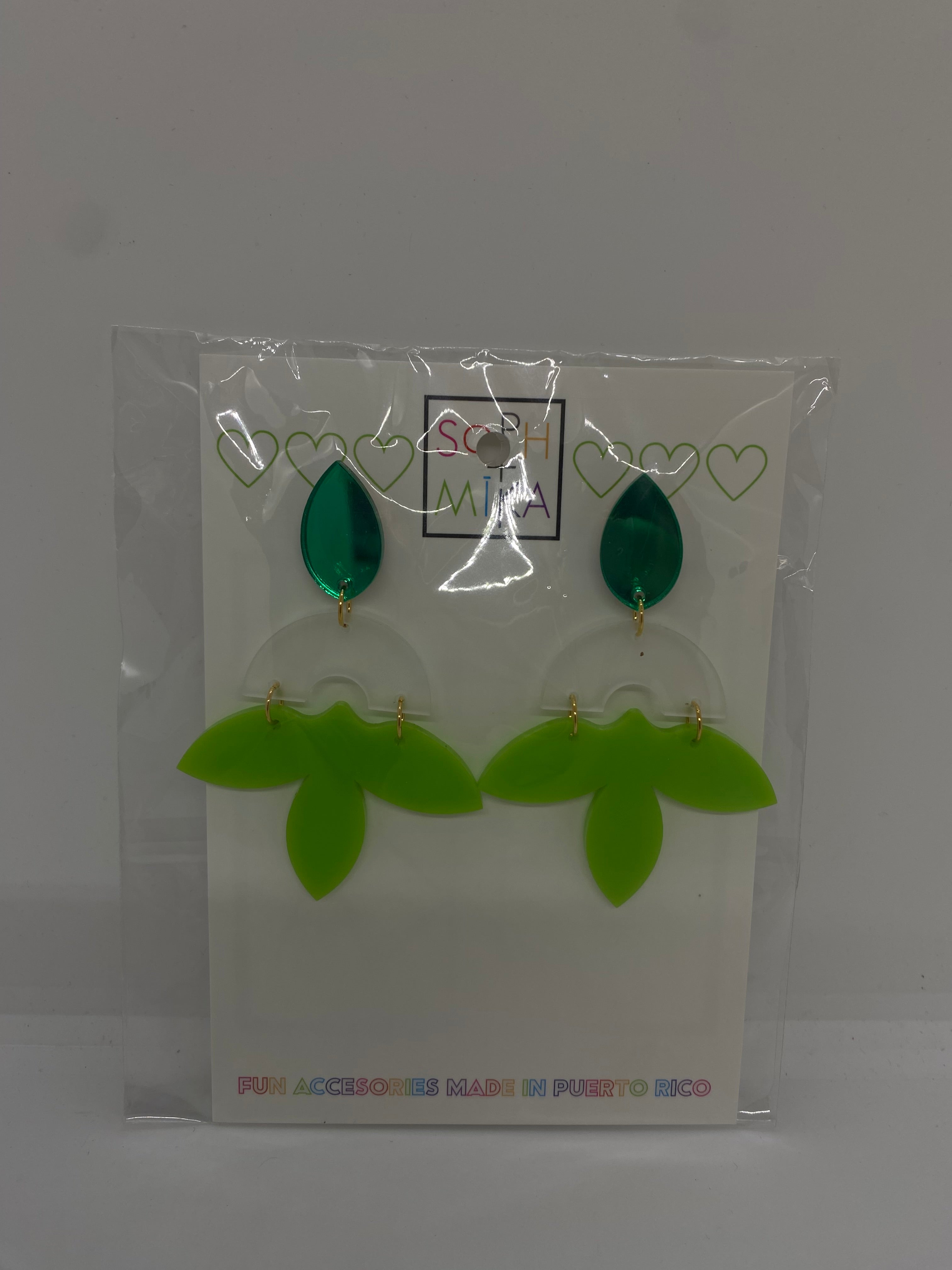Green leaves earrings