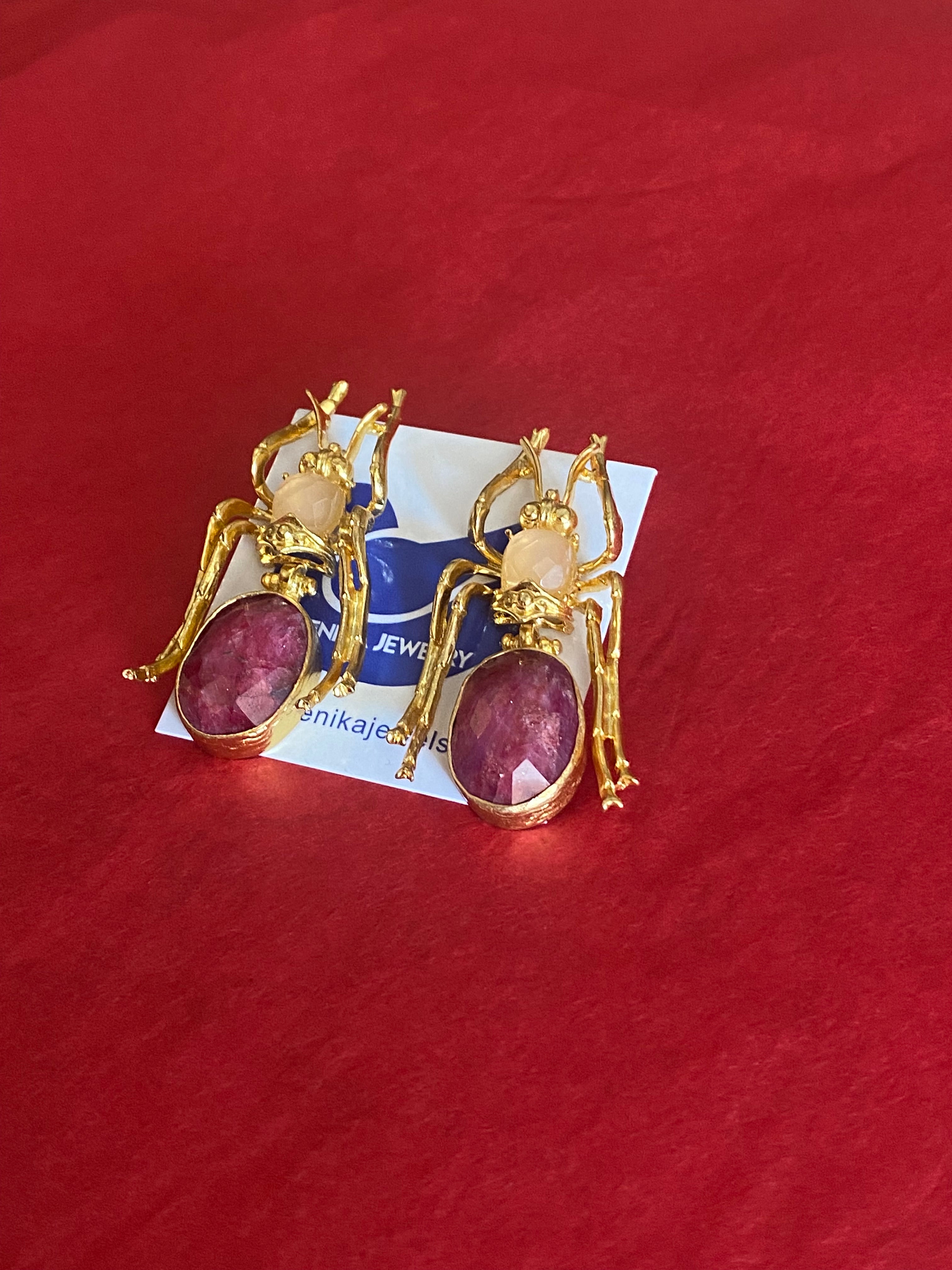 Elenika Gold Spider Earrings