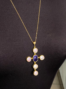 M/L Stone Cross Necklace