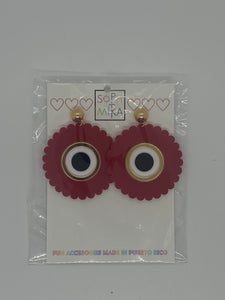 Flower evil eye earrings