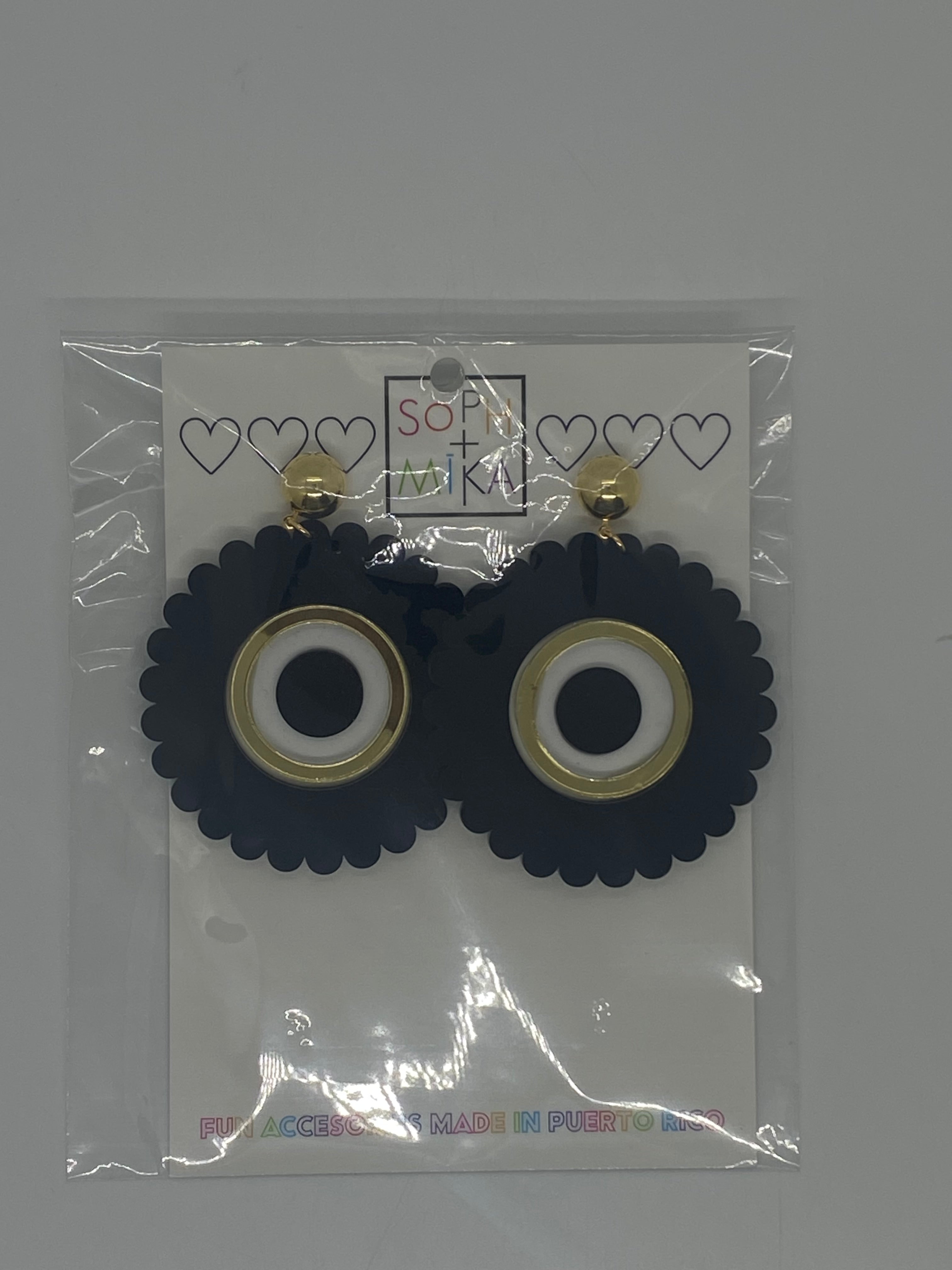 Flower evil eye earrings